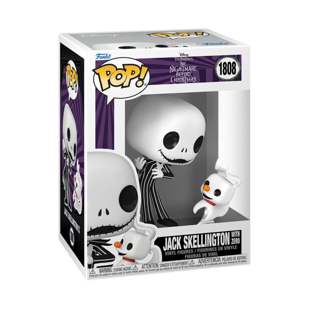 Jack Skellington with Zero Funko Pop & Buddy #1808 from The Nightmare Before Christmas shown in its window display box