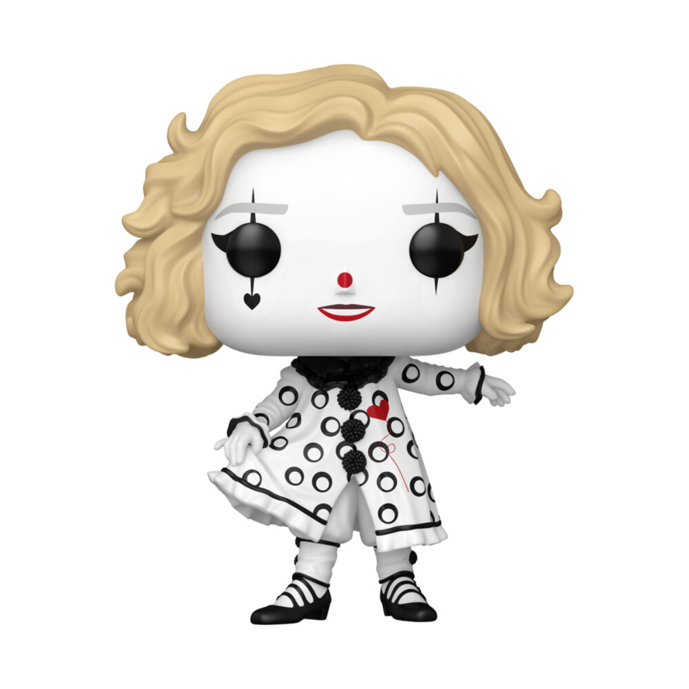 Unboxed Original Periwinkle Funko Pop #1854 figure wearing a black-and-white patterned clown dress.