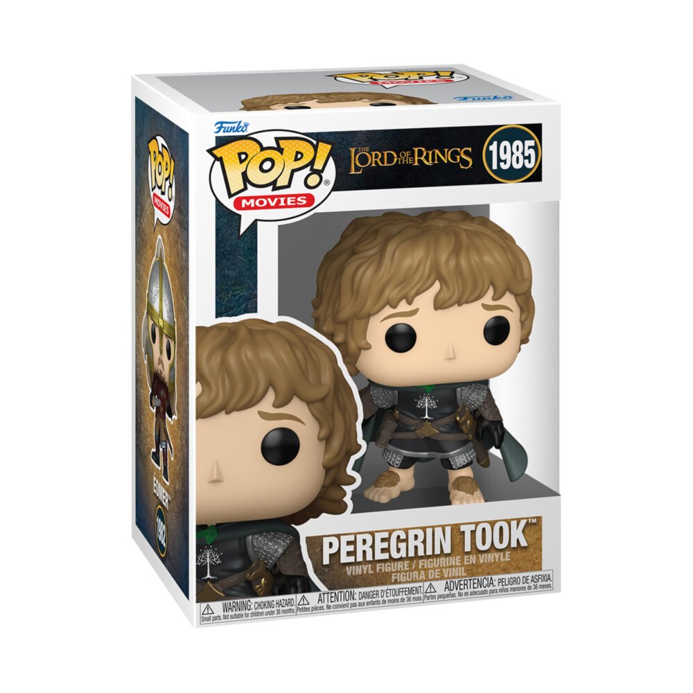 Peregrin Took Funko Pop #1985 shown in its Lord Of The Rings window display box.