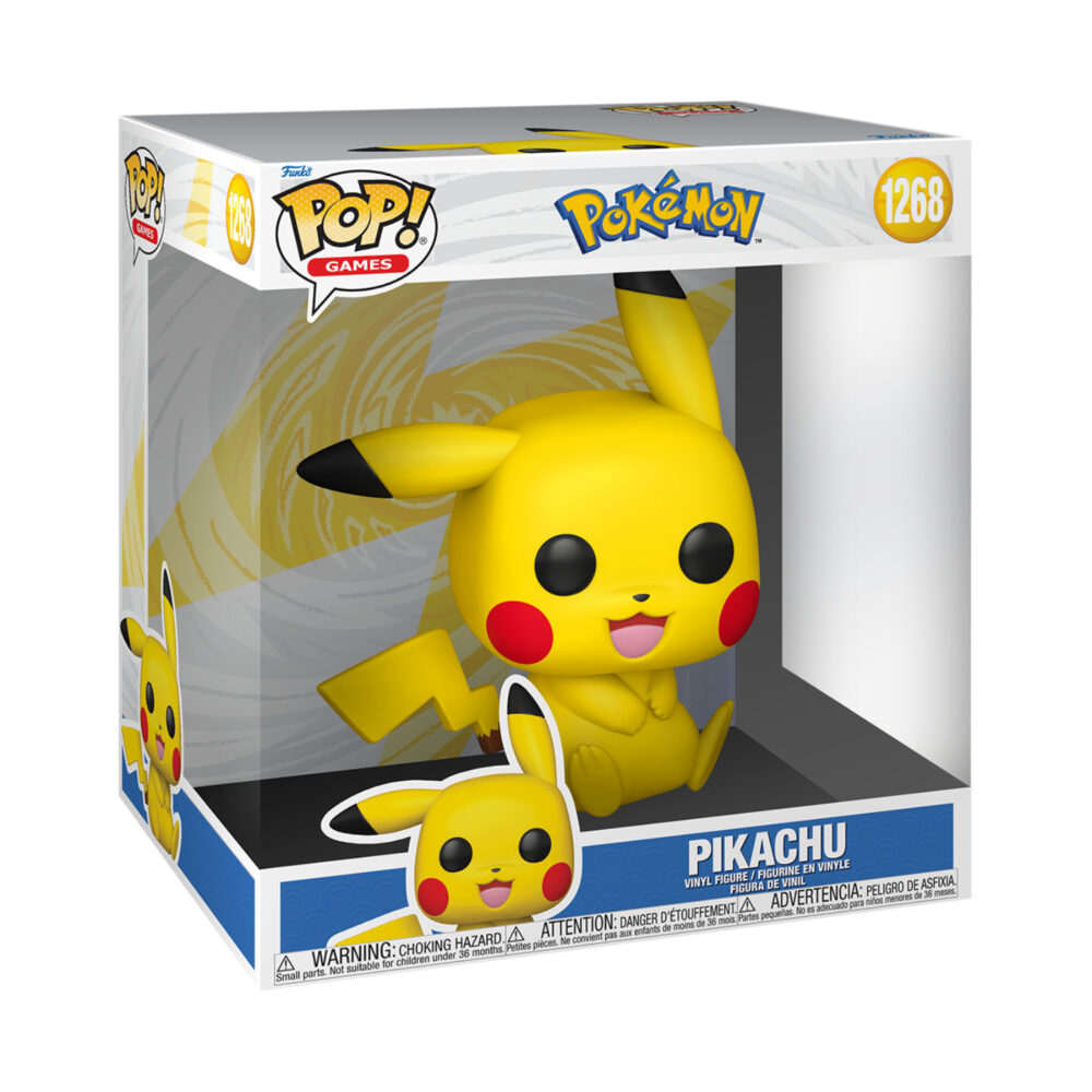 Pokémon Pikachu Funko Pop Jumbo figure #1268 shown in its window display box