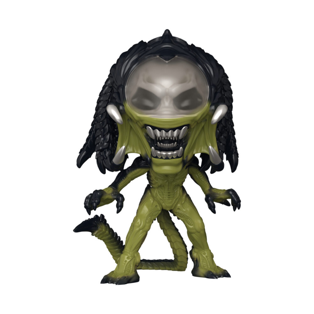 Unboxed Predalien Funko Pop #1997 figure with a translucent dome head, tusks and a green body.