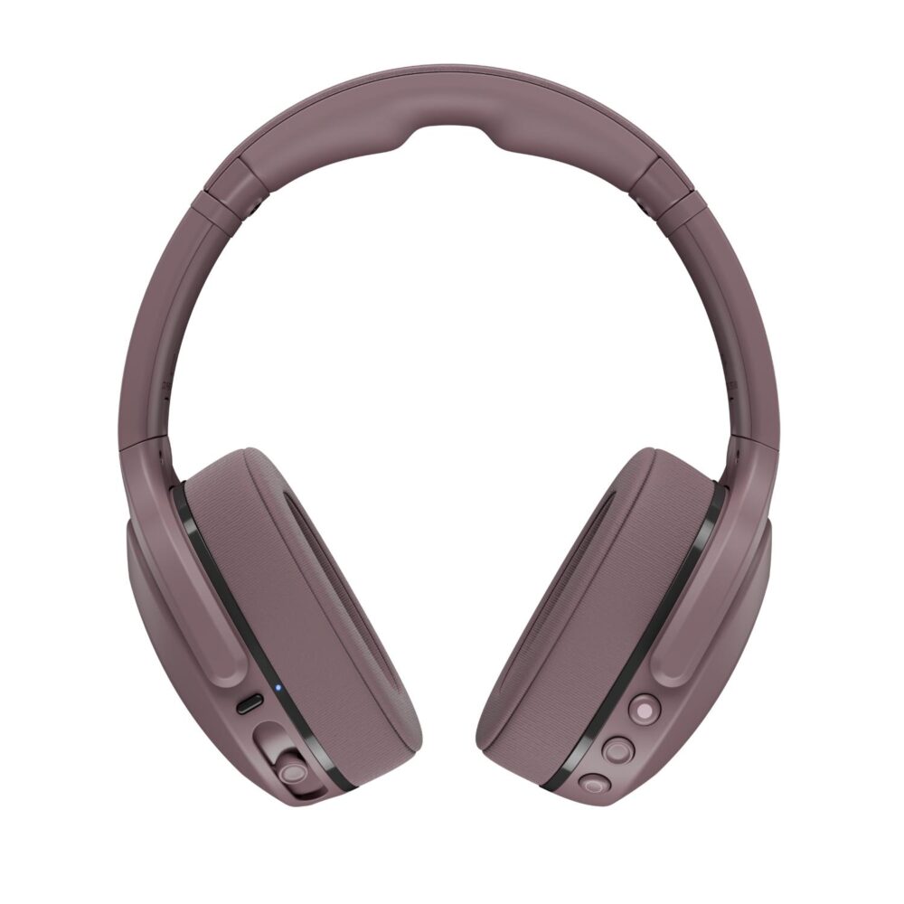 Front view of the Skullcandy Crusher® 540 Active wireless headphones in Smoke showing the headband, ear cushions and onboard controls