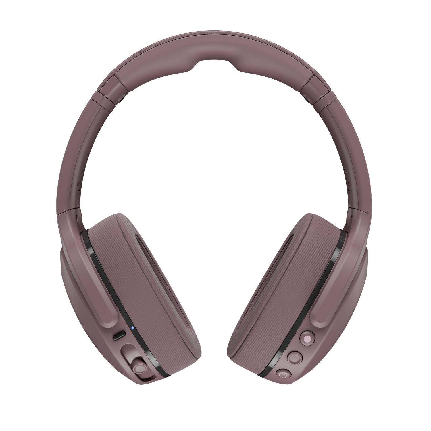 Front view of the Skullcandy Crusher® 540 Active wireless headphones in Smoke showing the headband, ear cushions and onboard controls