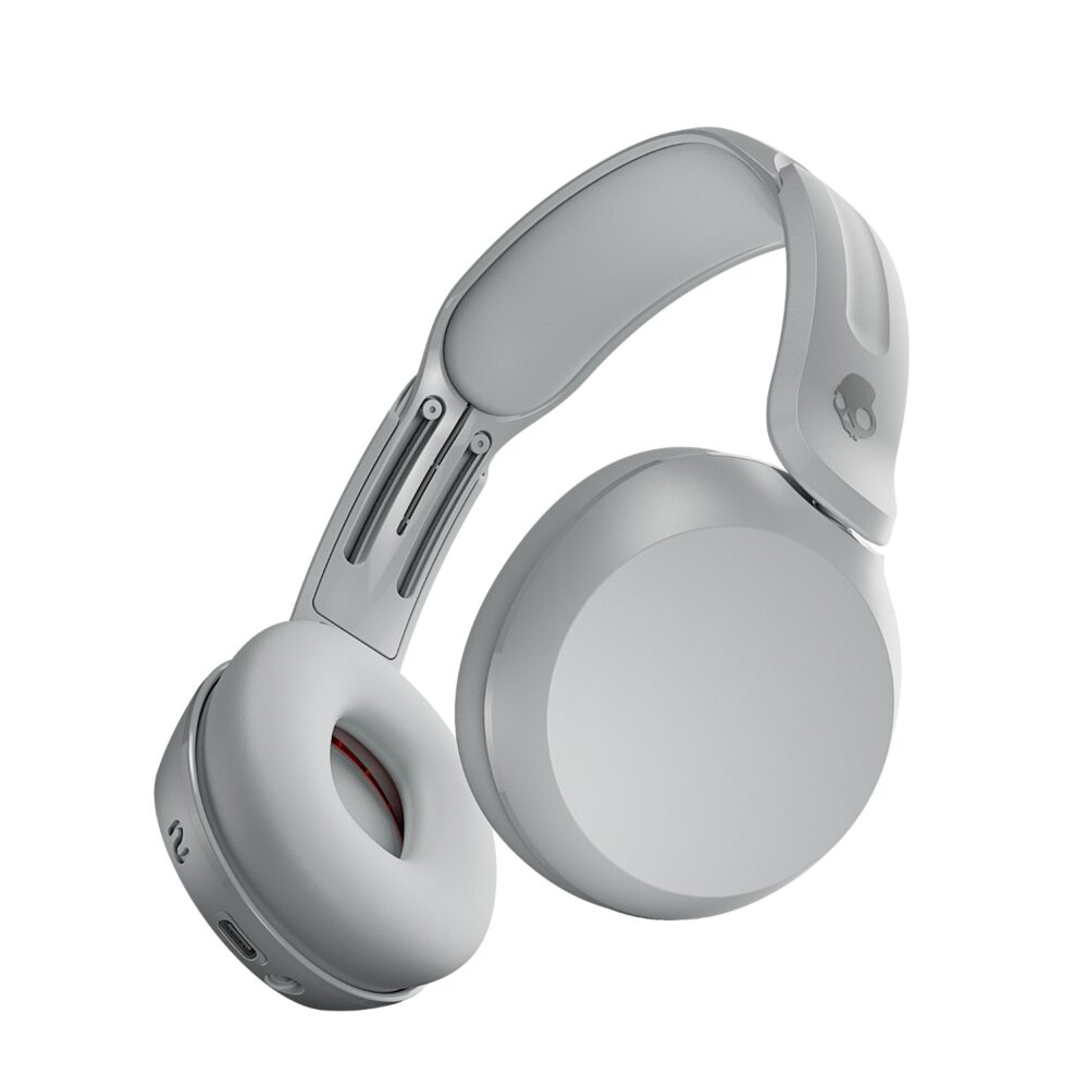 Skullcandy Icon® 180 wireless headphones in the Cement colourway shown in a collapsible angled product view