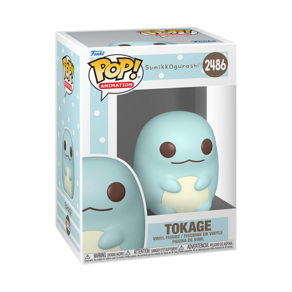Sumikkogurashi Tokage Funko Pop figure #2486 shown in its window display box