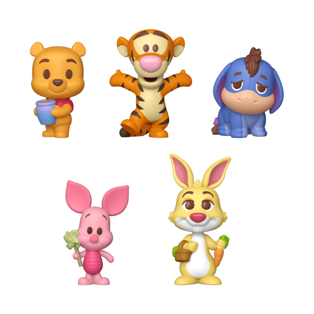 Winnie the Pooh Funko Mystery Minis Box of 12 character assortment showing Winnie the Pooh, Tigger, Eeyore, Piglet and Rabbit