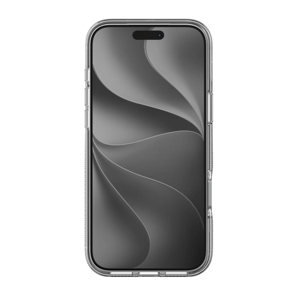 Front view of the clear ZAGG Crystal Palace Snap case fitted to an iPhone 18 Pro Max or 17 Pro Max.