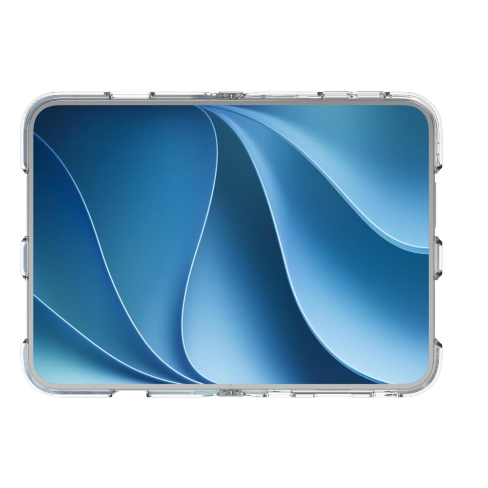 ZAGG Crystal Palace Snap case with stand fitted to an iPhone Duo shown fully open from the front