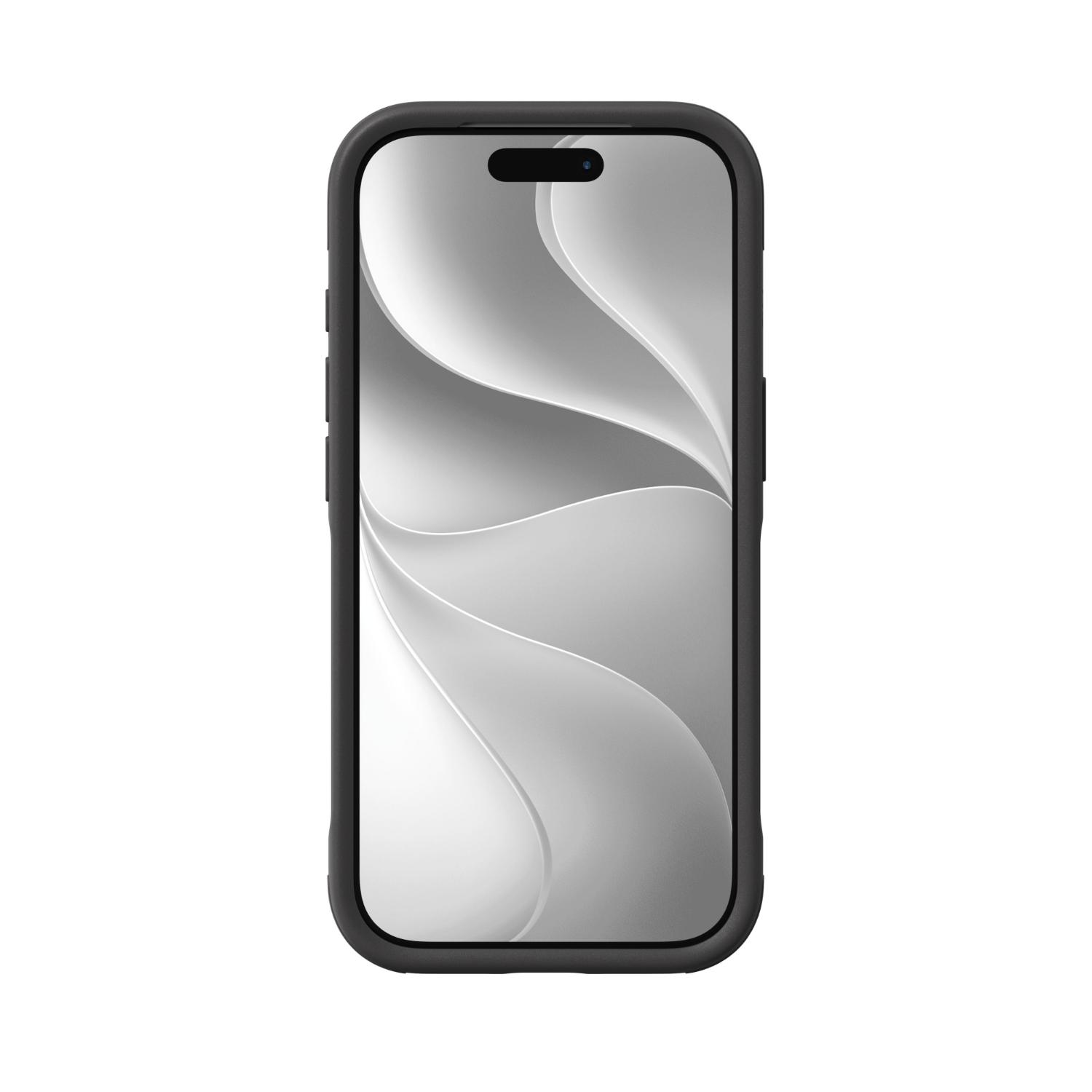 Front view of the grey ZAGG Sedona Snap case fitted to a compatible iPhone 18 Pro or 17 Pro with the display visible.