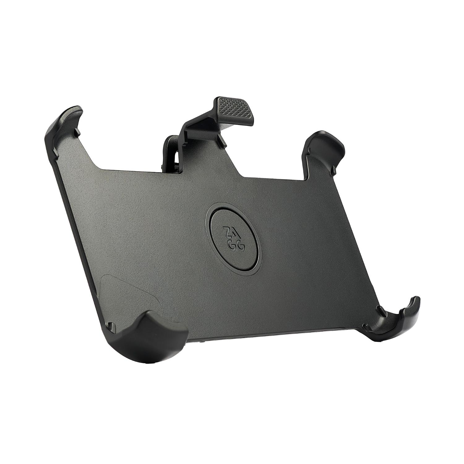 Angled interior view of the included black ZAGG Teton Snap holster showing the retention corners and central ZAGG detail.