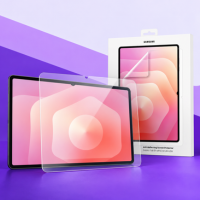 tablet-screen-protectors Tablet screen protectors displayed with tablets against a premium geometric background.
