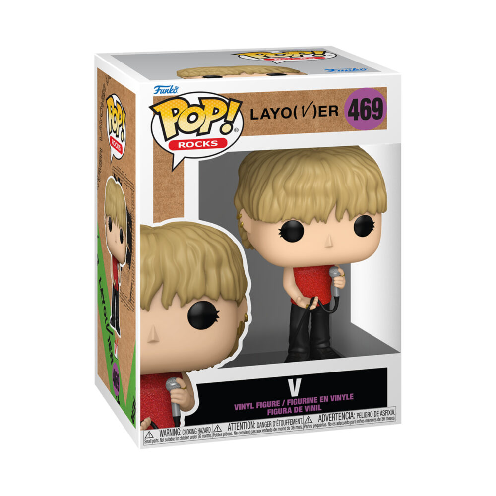 V Love Me Again Layover Funko Pop Rocks figure #469 shown inside its window display box
