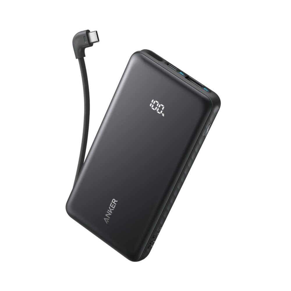 Anker Power Bank 10000mAh 22.5W With Built-In Type-C Cable - Black