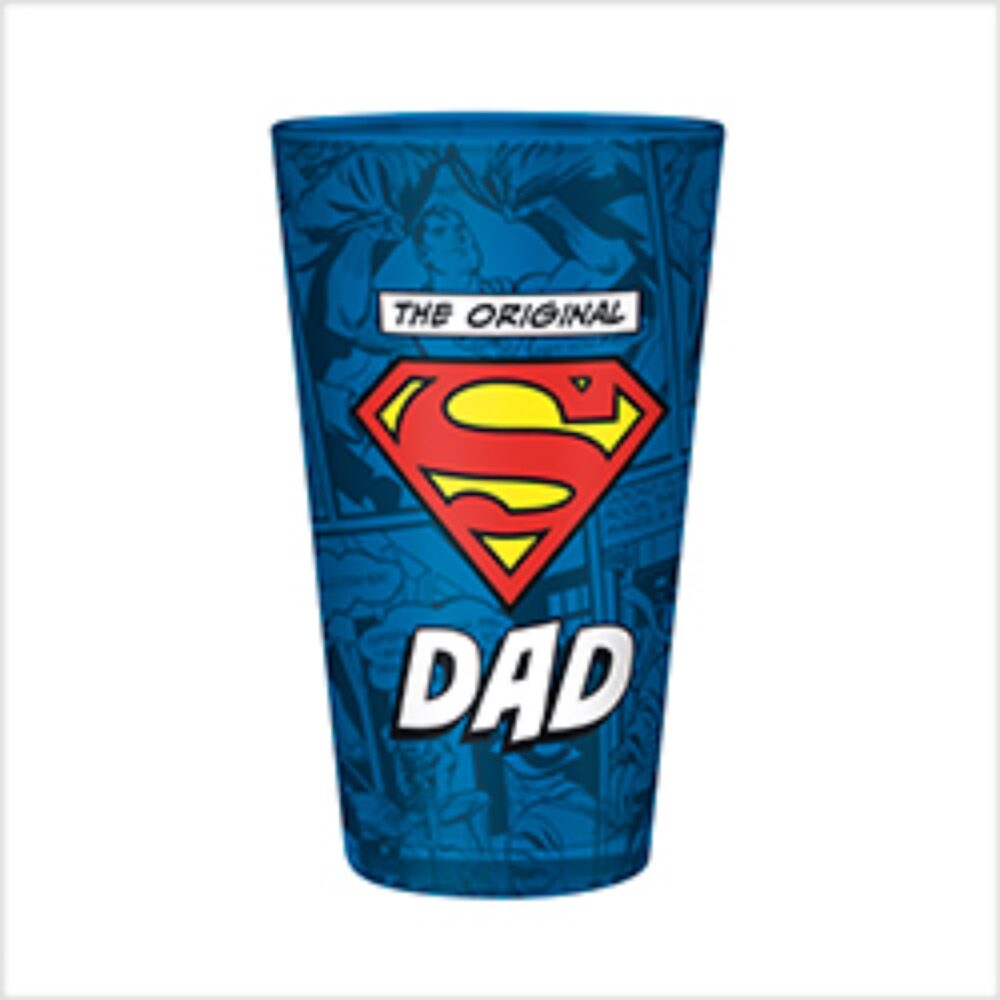 Perfect Gift for a SUPER DAD. The Original Dad 400ml ABYstyle Large Dc Comics Superman Drinking Glass.