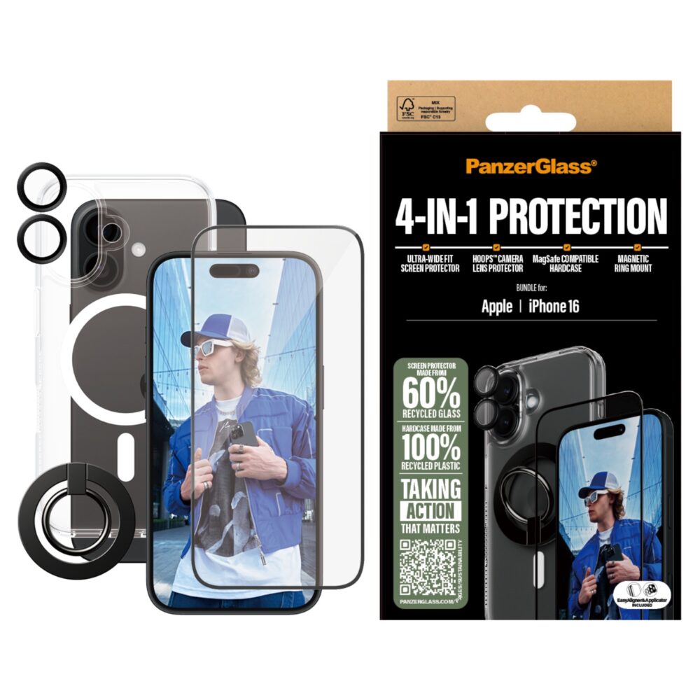 Apple iPhone 16 PanzerGlass Bundle – Cover + Screen Protector + Camera Protector