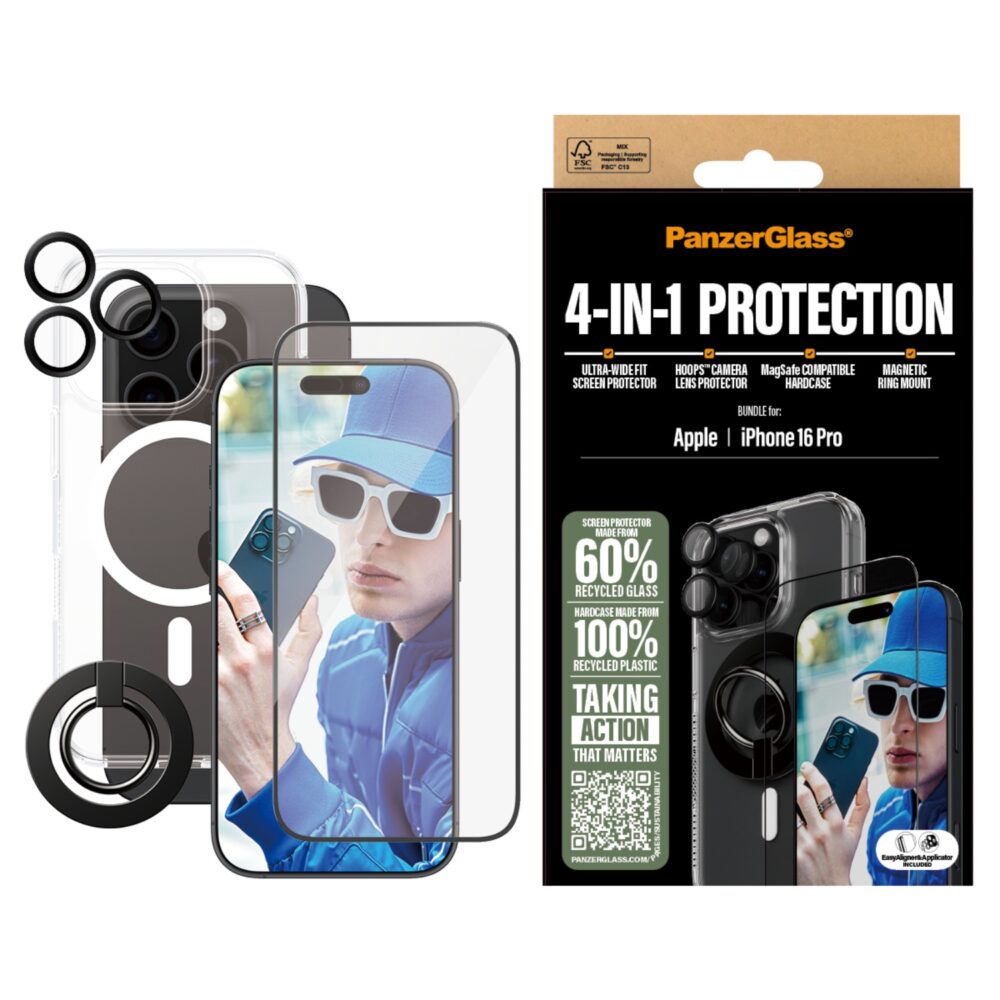 Apple iPhone 16 Pro PanzerGlass Bundle – Cover + Screen Protector + Camera Protector