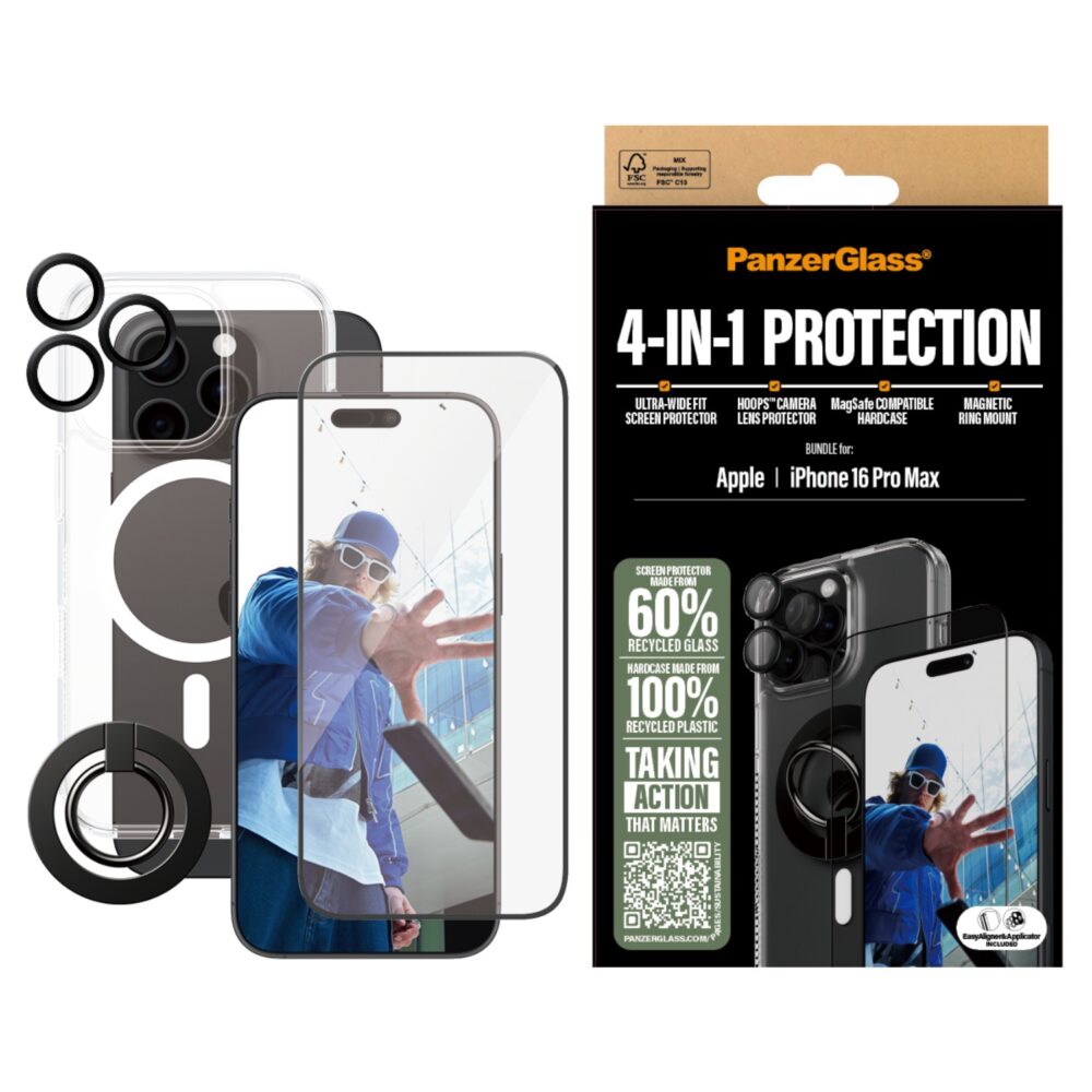 Apple iPhone 16 Pro Max PanzerGlass Bundle – Cover + Screen Protector + Camera Protector