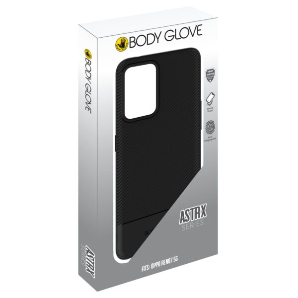 Black Body Glove Astrx Cell Phone Cover for the Oppo Reno7 5G