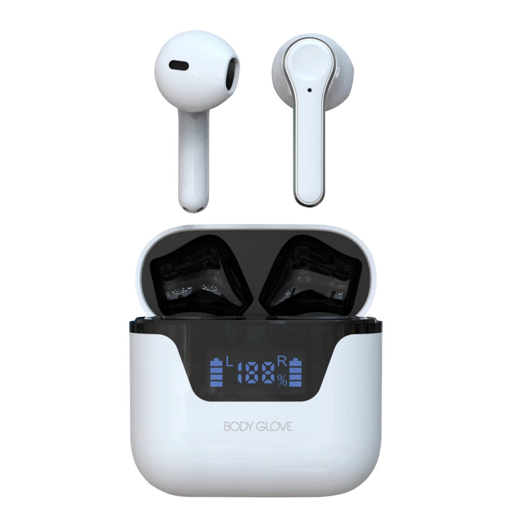 White Body Glove Bluetooth Earbuds Mini Pods Lux Universal Audio Wireless Earphones