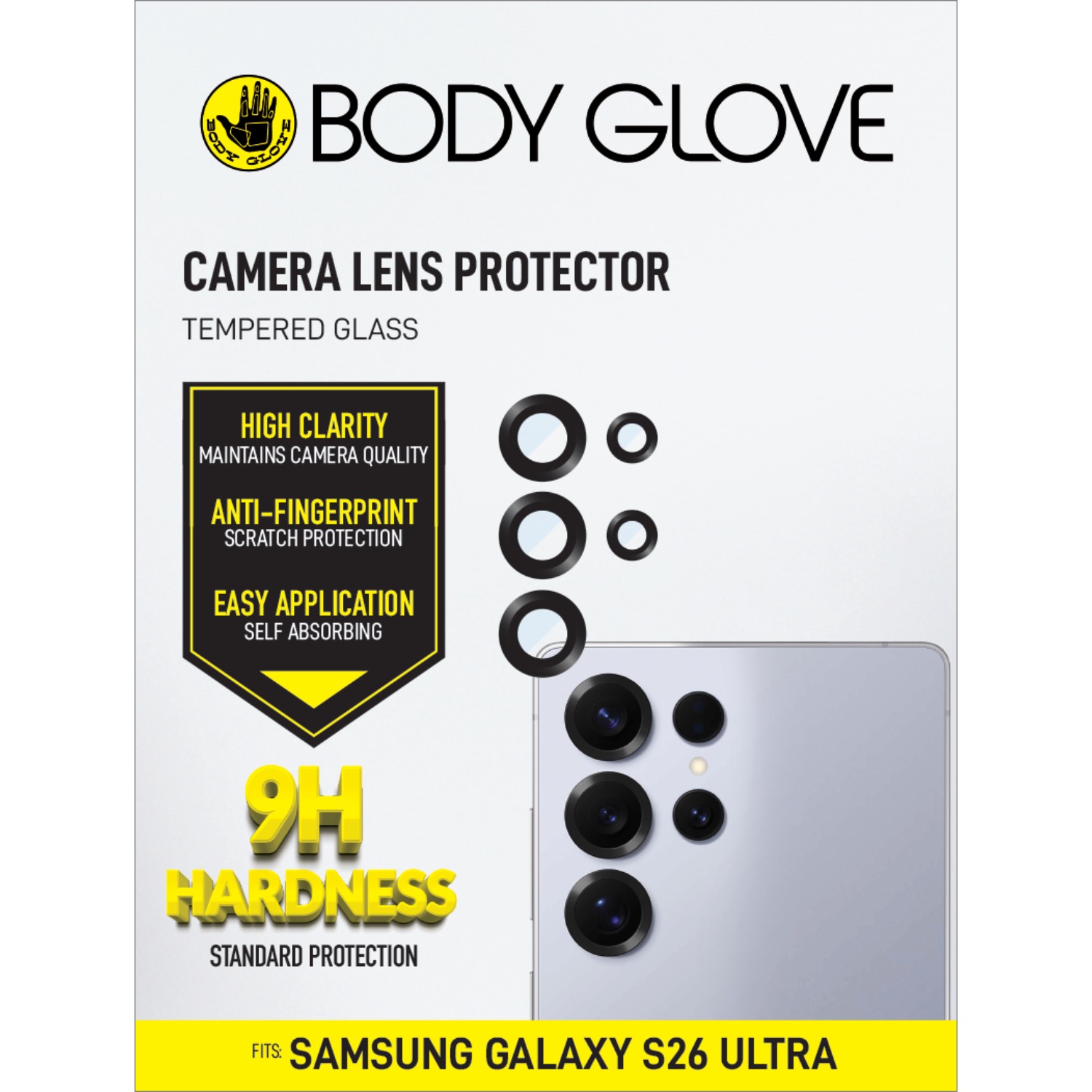 Samsung Galaxy S26 Ultra Body Glove Tempered Glass Camera Screen Protector – Black Border - Image 5