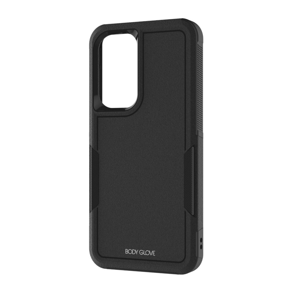 First angled view of the Body Glove Defender case for Samsung Galaxy A56 in black