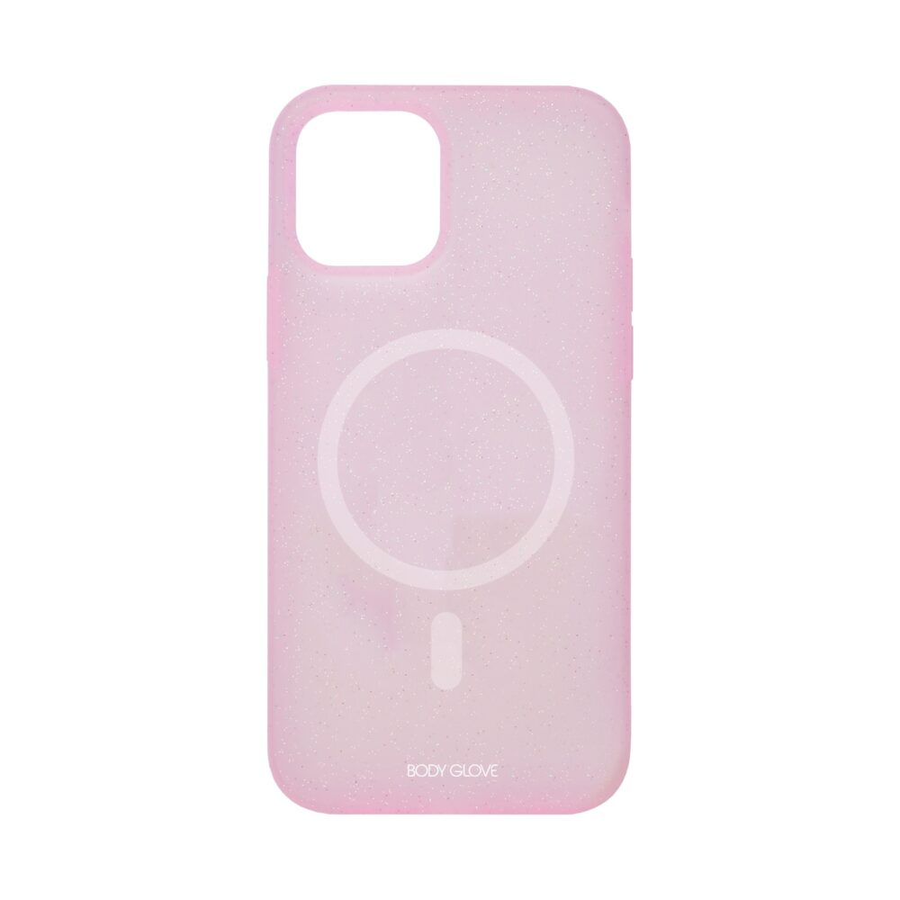 Body Glove Magnetic Glitter Silicone Cell Phone Case for the Apple iPhone 14 Pink