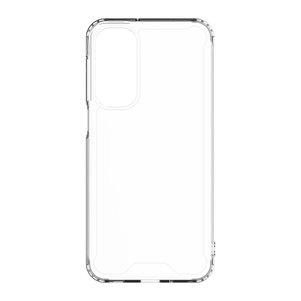 Front view of the Samsung Galaxy A16 clear phone case showcasing its transparency and precise cutouts.