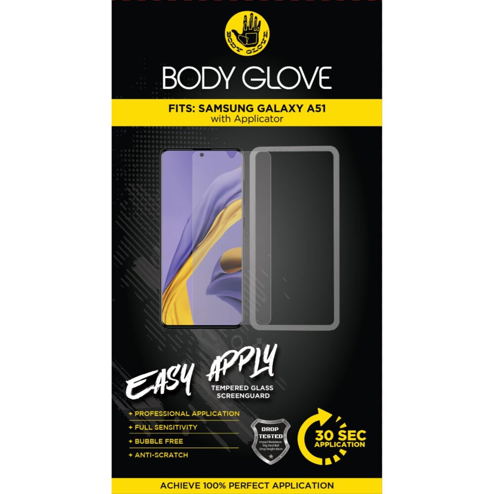 Body Glove Easy Apply Tempered Glass Screen Protector for the Samsung Galaxy A51 Clear