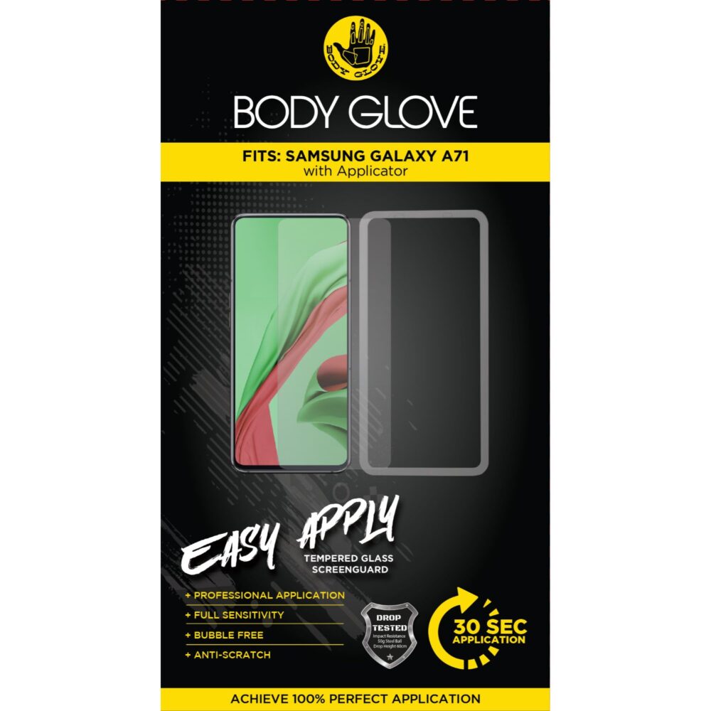 Body Glove Easy Apply Tempered Glass Screen Protector for the Samsung Galaxy A71 Clear