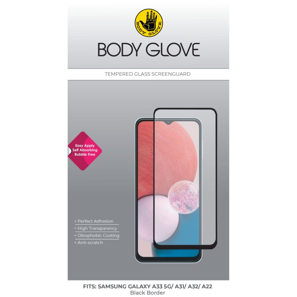 Body Glove Tempered Glass Screen Protector for the Samsung Galaxy A33 5G / Galaxy A22 4G / Galaxy A32 4G / Galaxy A31 Clear