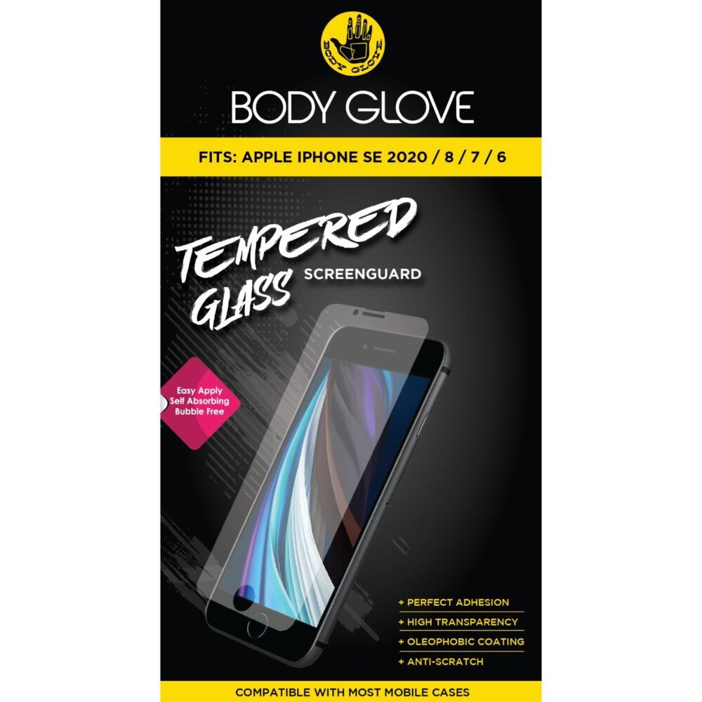 Body Glove Tempered Glass Screen Protector for the Apple iPhone SE (2022) / iPhone SE (2020) / iPhone 8 / iPhone 7 / iPhone 6 Clear