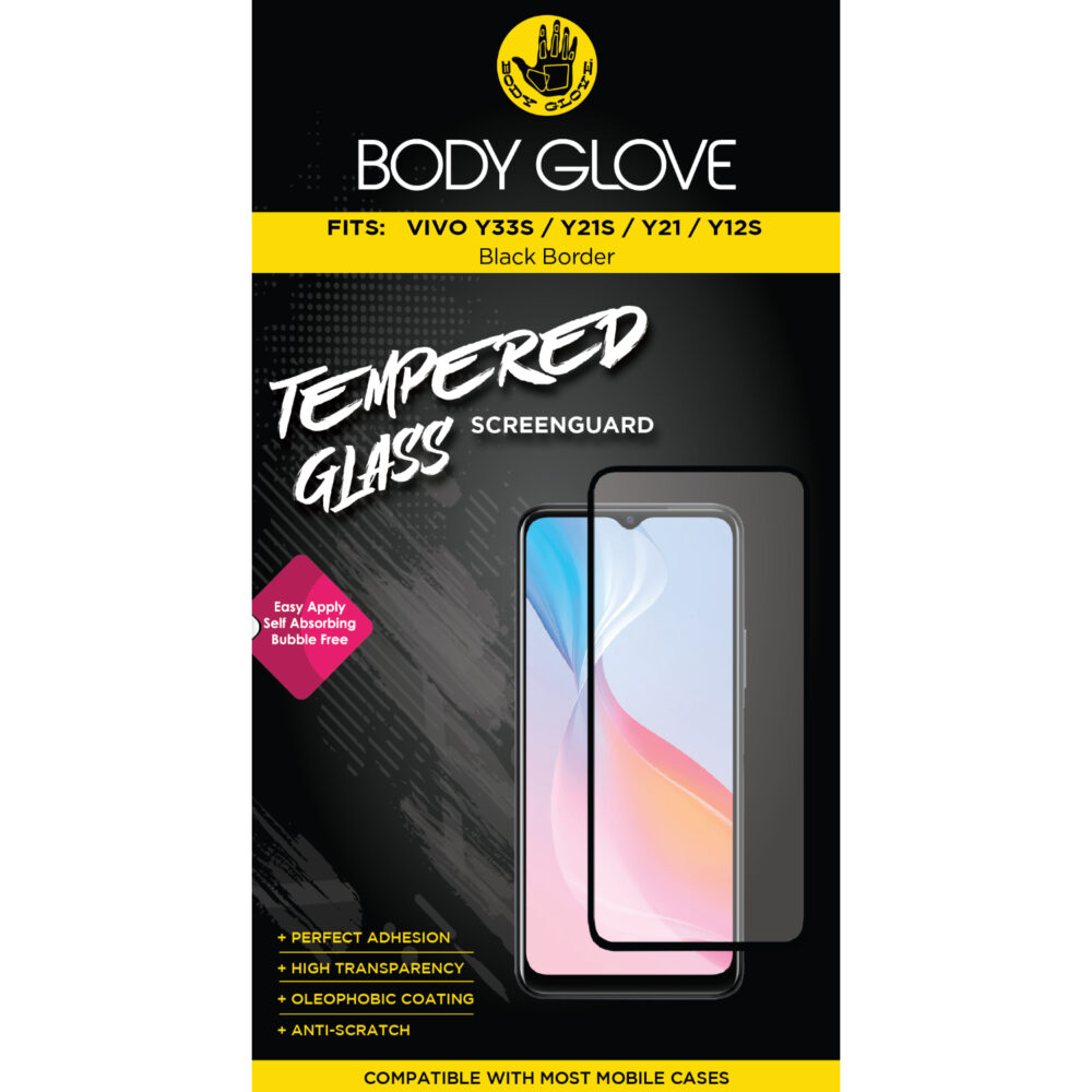 Body Glove Tempered Glass Screen Protector for the Vivo Y33S / Vivo Y21 / Vivo Y12S Clear