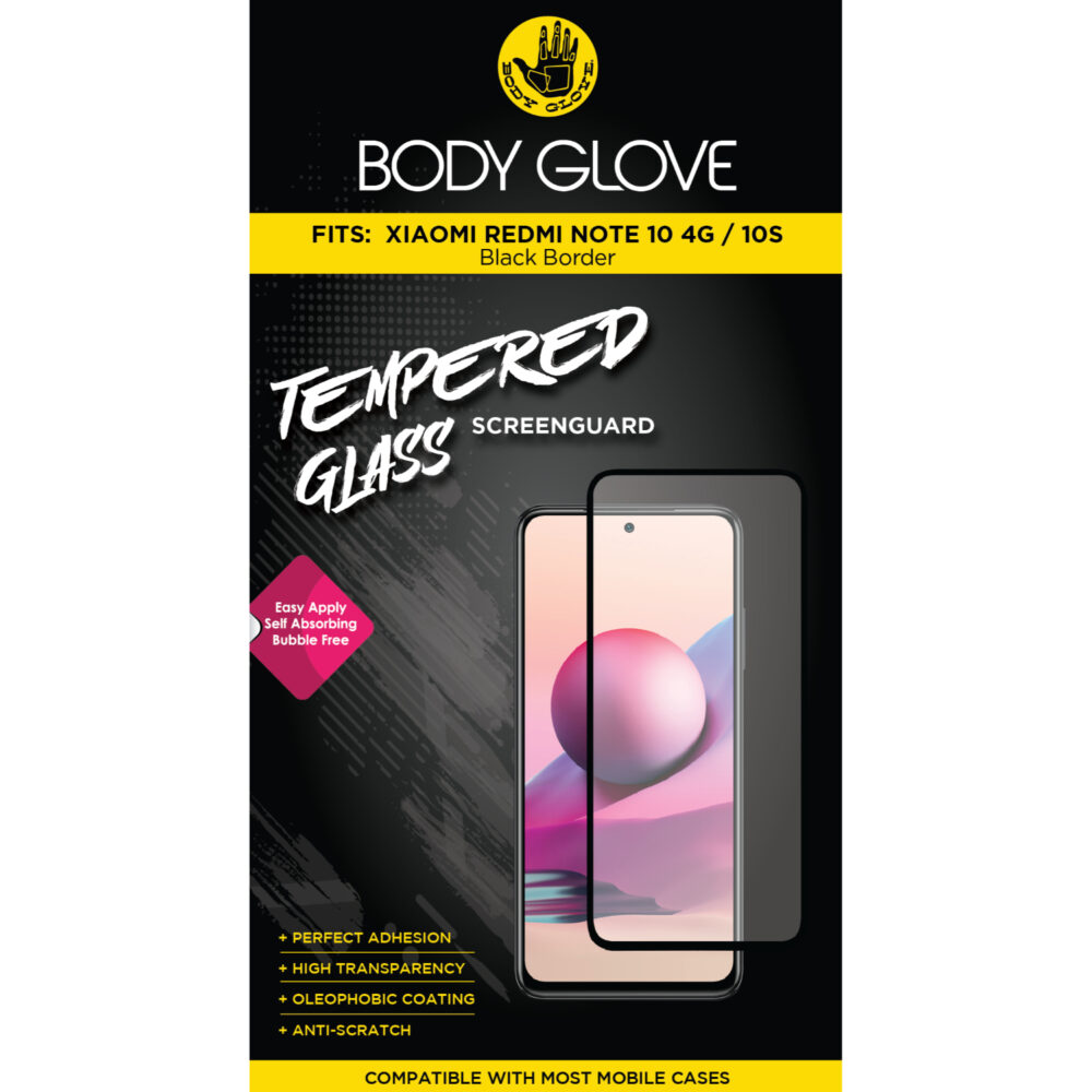 Body Glove Tempered Glass Screen Protector for the Xiaomi Redmi Note 10 4G / Redmi Note 10S Clear