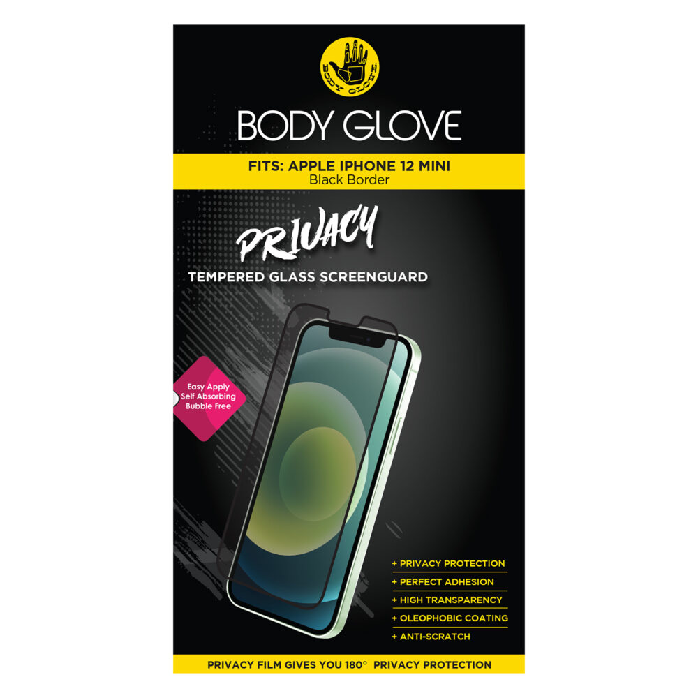 Body Glove Privacy Tempered Glass Screen Protector for the Apple iPhone 12 Mini Clear