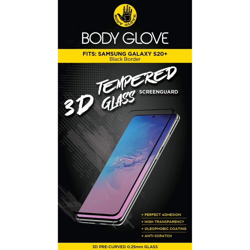 Body Glove 3D Tempered Glass Screen Protector for the Samsung Galaxy S20+ Clear