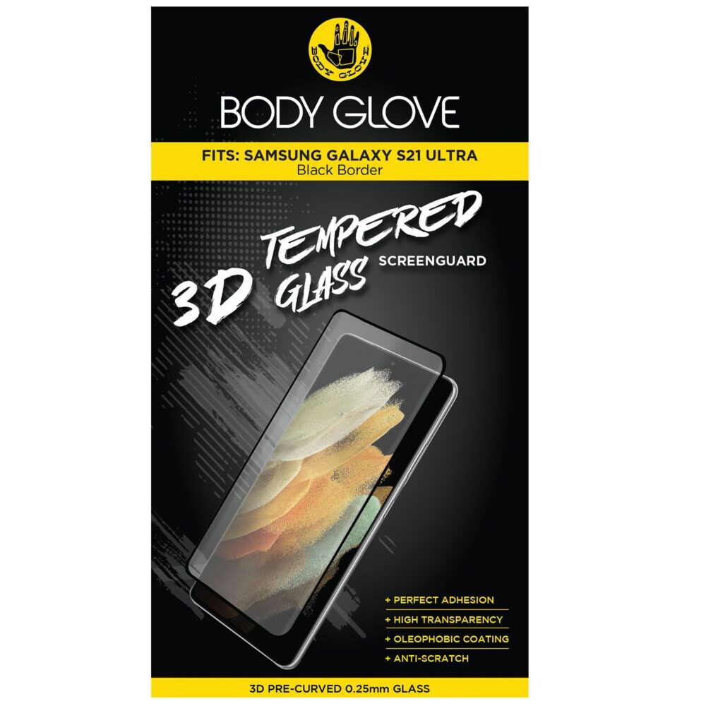 Body Glove 3D Tempered Glass Screen Protector for the Samsung Galaxy S21 Ultra Clear