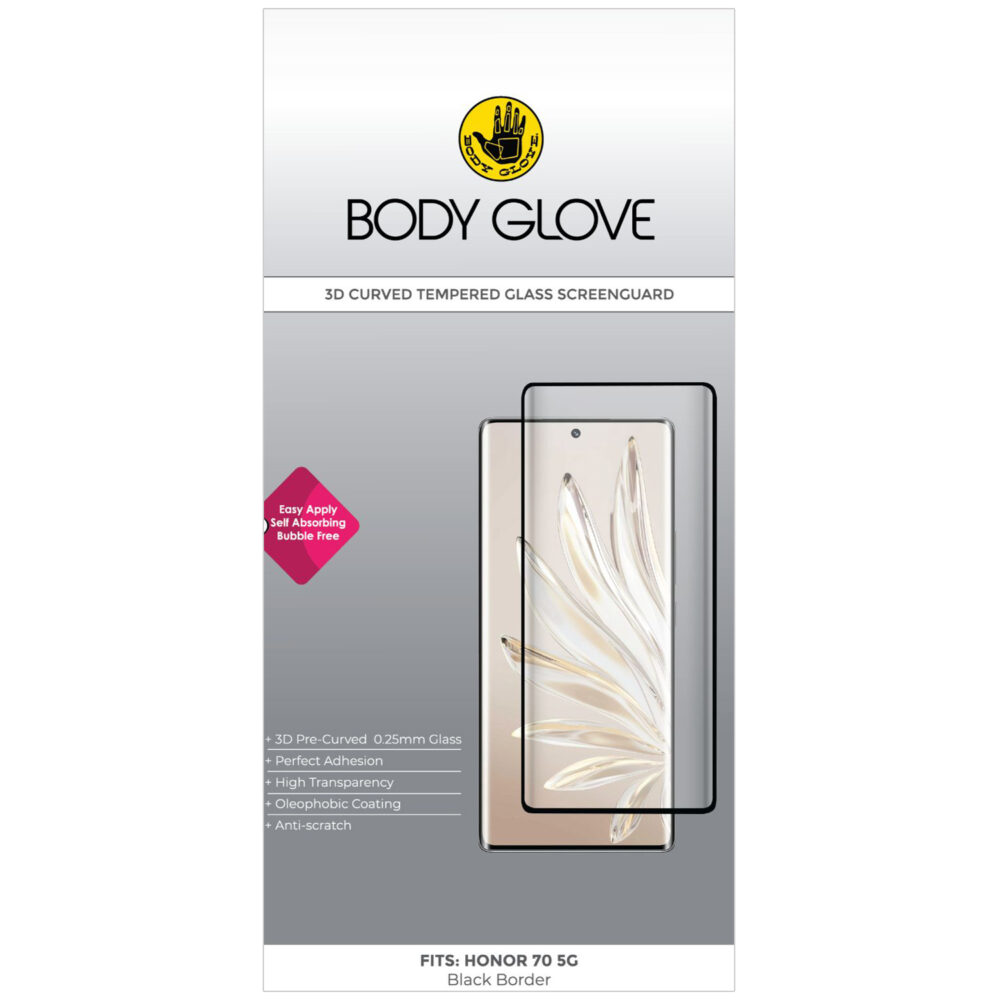 Body Glove 3D Tempered Glass Screen Protector for the Honor 70 5G Clear