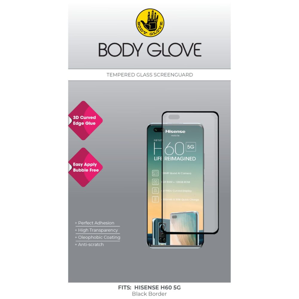 Body Glove 3D Tempered Glass Screen Protector for the Hisense H60 5G Clear