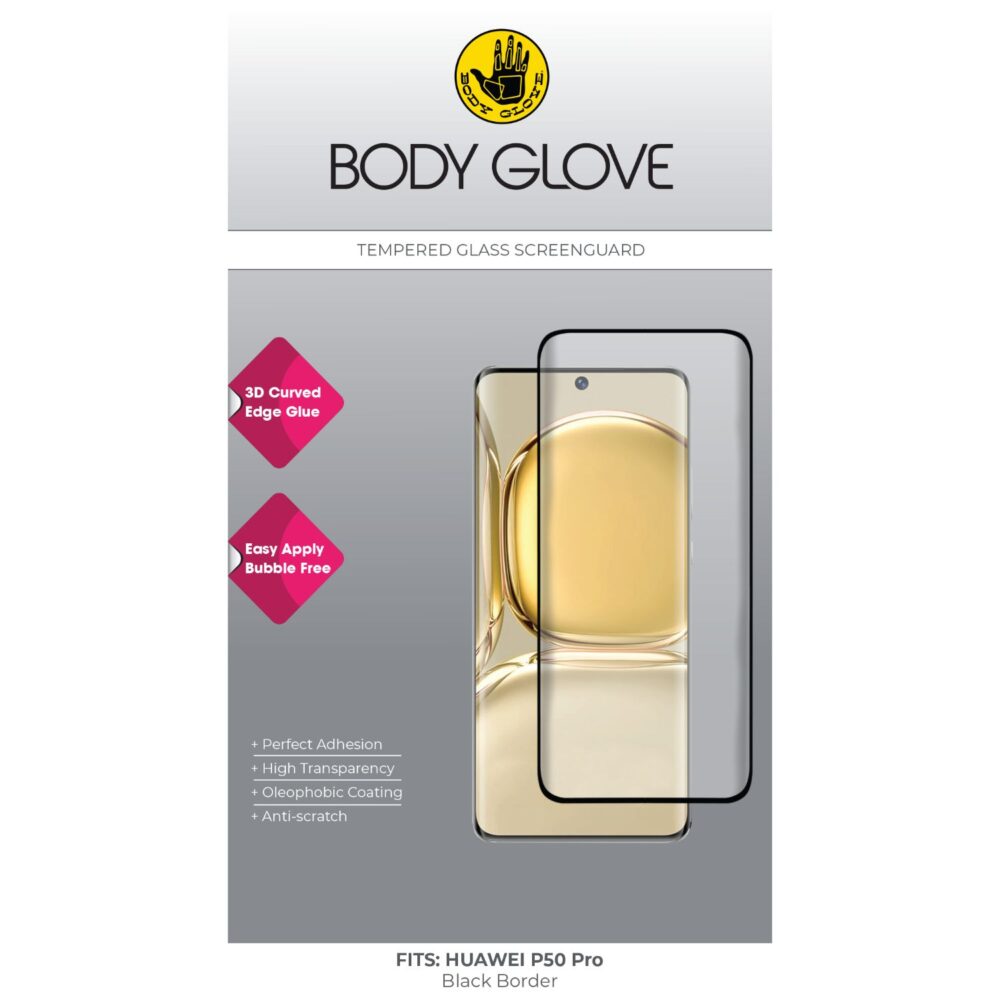 Body Glove 3D Tempered Glass Screen Protector for the Huawei P50 Pro Clear
