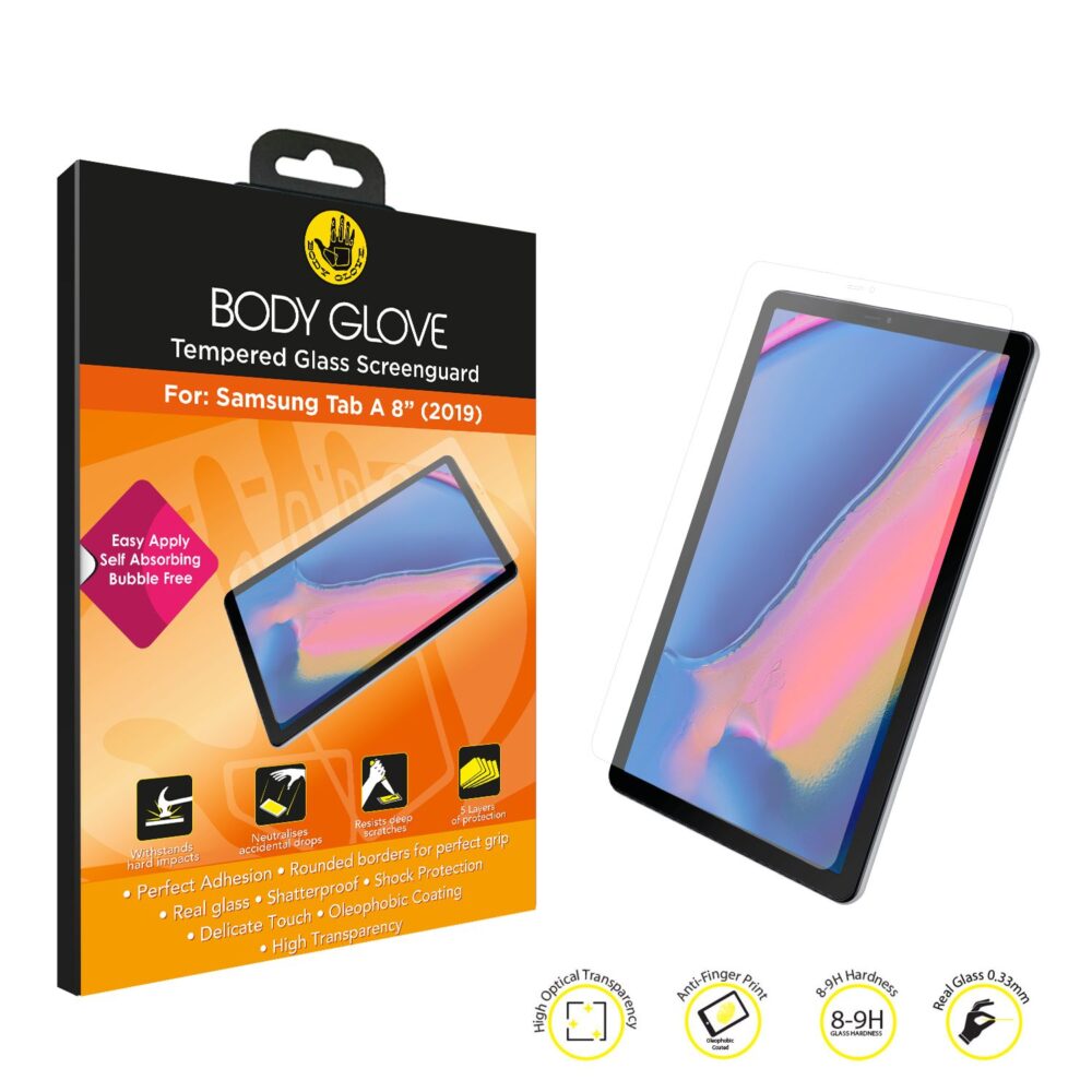 Samsung Galaxy Tab A 8 2019 Body Glove Tempered Glass Clear Tablet Screen Protector Mobile Device Protection