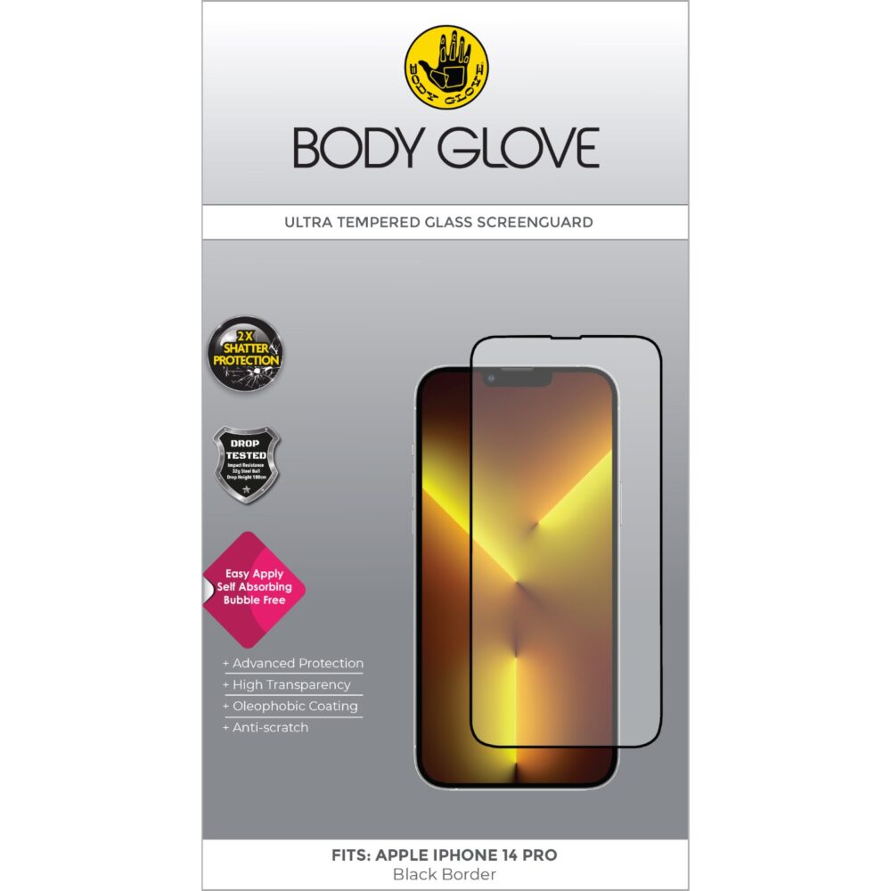 Body Glove Ultra Tempered Glass Screen Protector for the Apple iPhone 14 Pro Clear