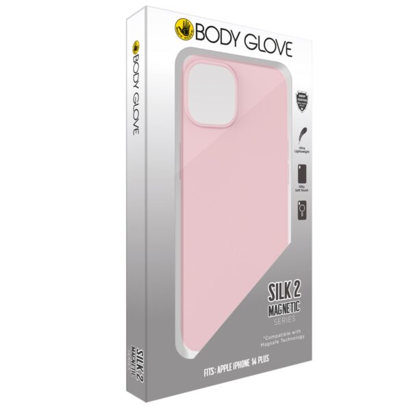 Pink Body Glove Silk Magnetic Cell Phone Cover for the Apple iPhone 14 Plus