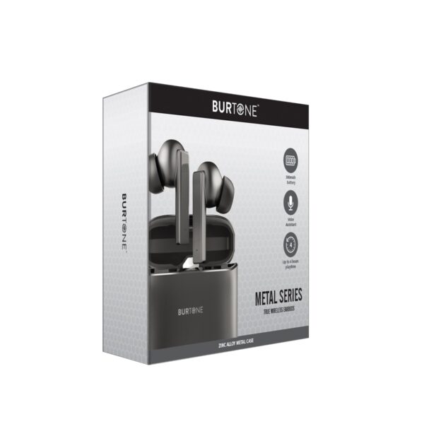 Burtone Universal Bluetooth Metal Series Grey Earphones Wireless Earbuds