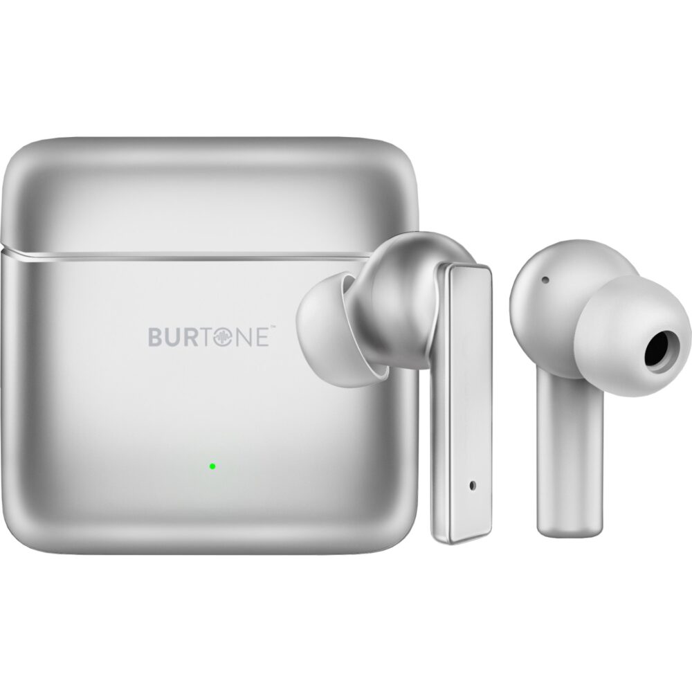 Burtone Bluetooth Metal Series Audio Universal Earphones Silver Wireless Earbuds