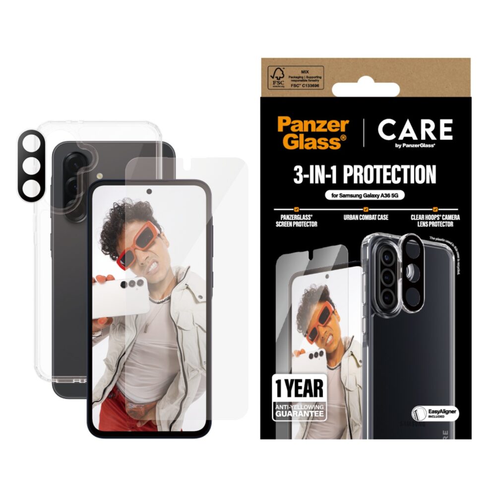 Samsung Galaxy A36 PanzerGlass 3-In-1 Protection Bundle