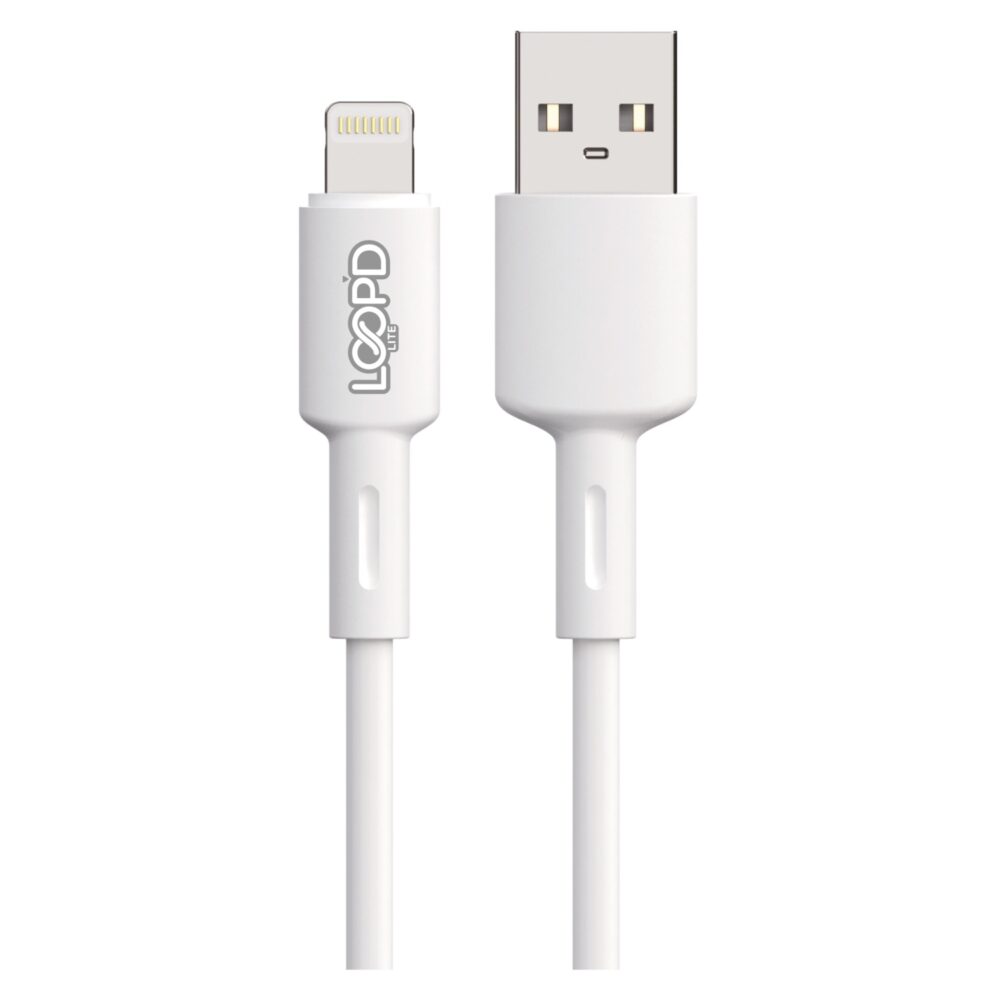 Experience reliable charging and seamless data transfer with this 1 meter white Loopd Lite Lightning cable.
