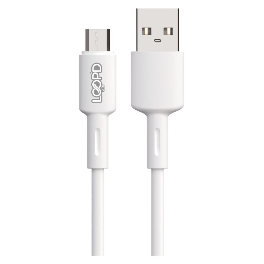 Experience reliable charging and seamless data transfer with this 1 meter white Loopd Lite Micro USB cable.