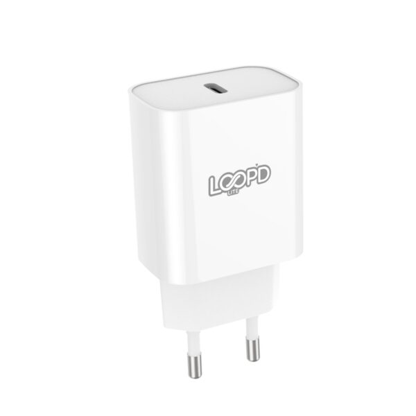 This LOOPD Lite 1 Port PD Wall Charger has over-current, over-voltage and short-circuit protection. Perfect for home or office use.