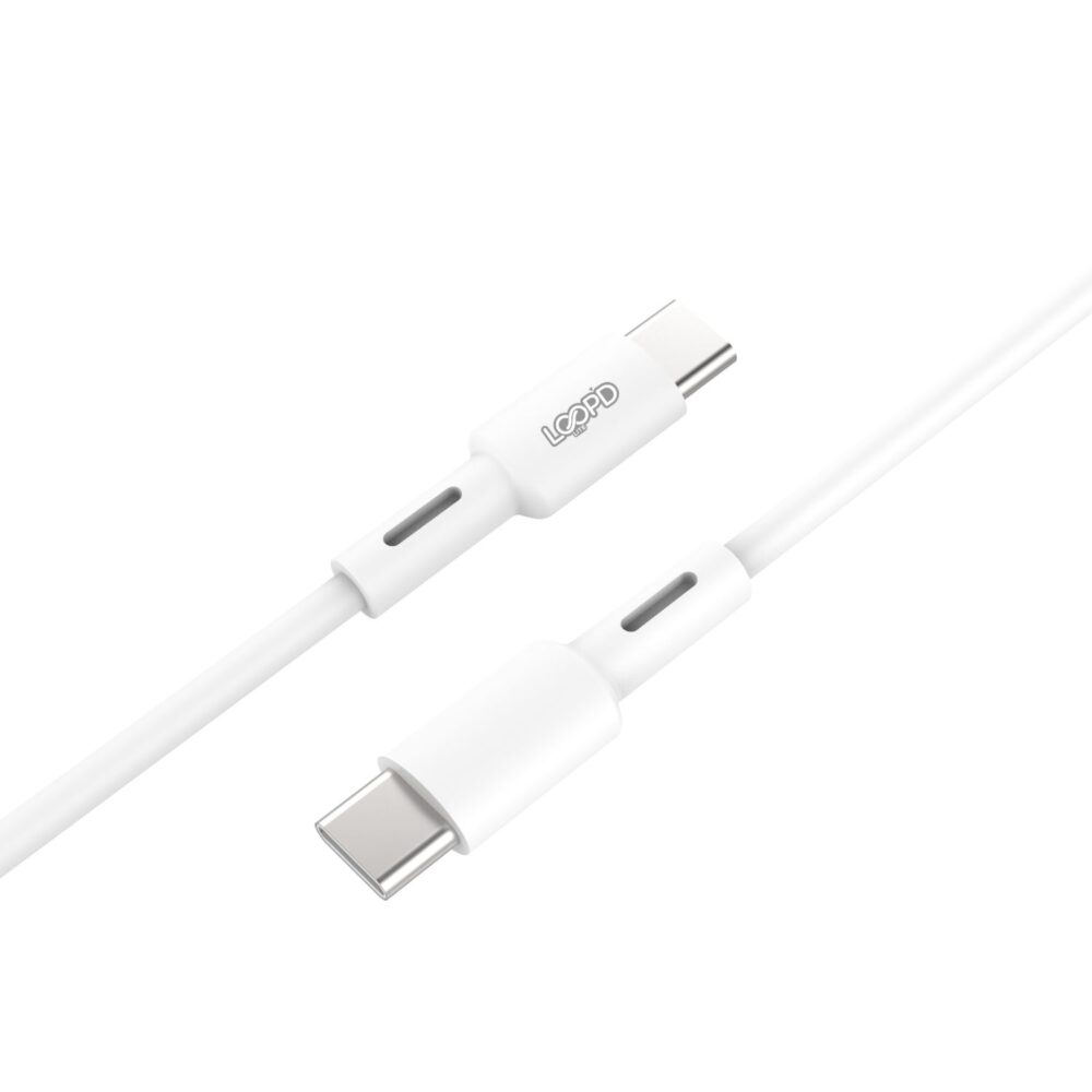 This 60W LOOPD Lite charge and sync Type-C to Type-C Cable is suitable for mobile devices with a Type-C socket.