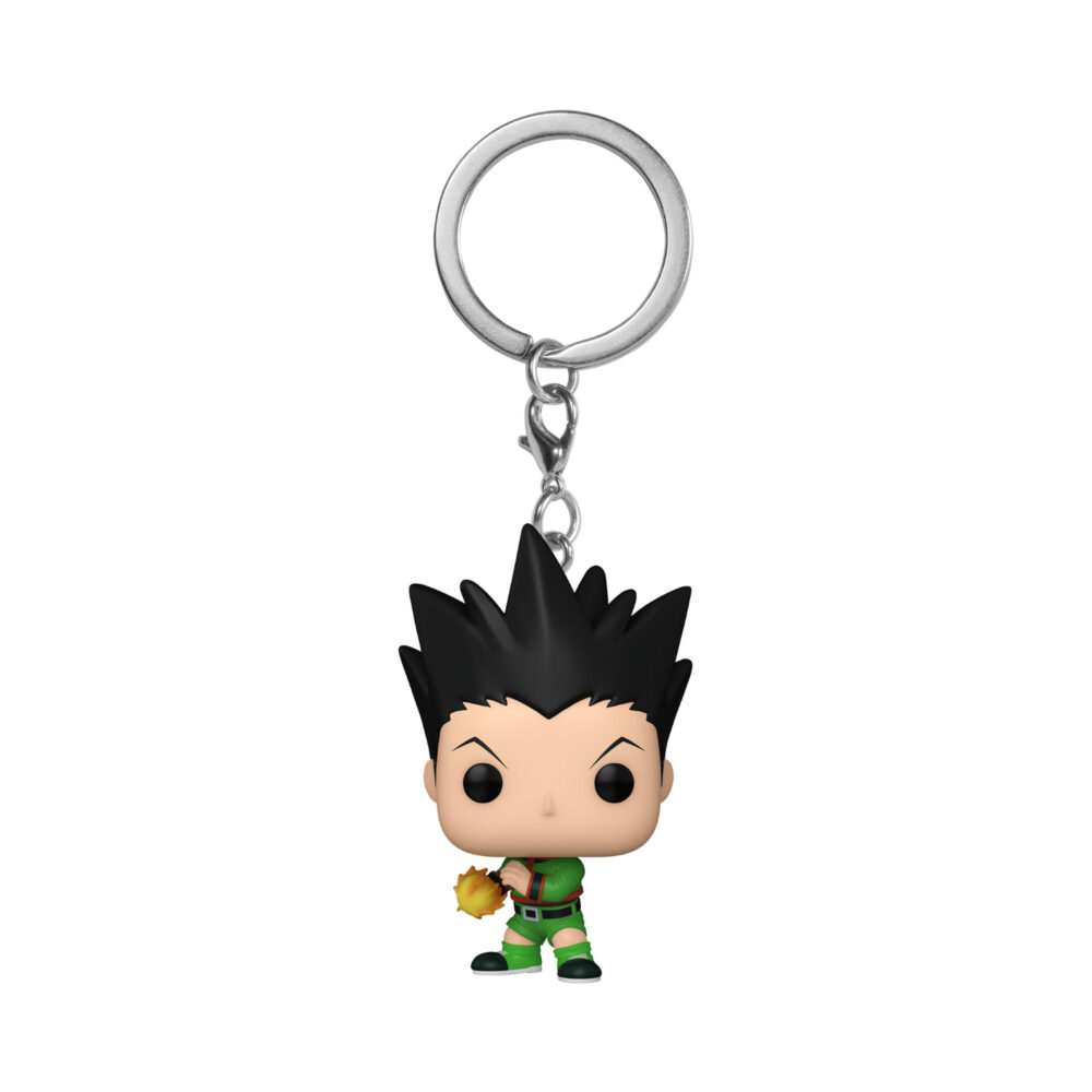 Gon Freecss Funko Pocket Keychain unboxed, showing its vibrant details and compact design.